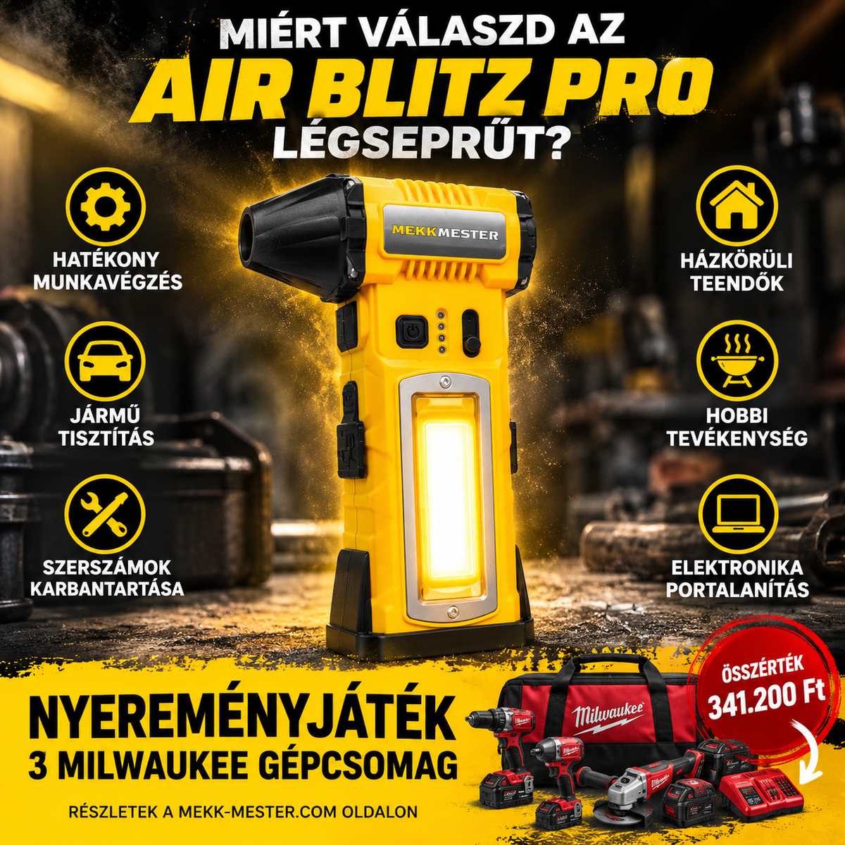 AirBlitz PRO - Kompakt Professzionális Légseprű